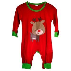 NWOT Holiday Reindeer Christmas Romper Warm Crew Neck Jumpsuit Cute Long Sleeve